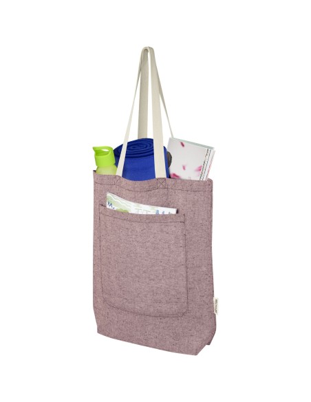 Bolsa Tote de algodón reciclado de 150 g/m² con bolsillo delantero de 9 litros "Pheebs"