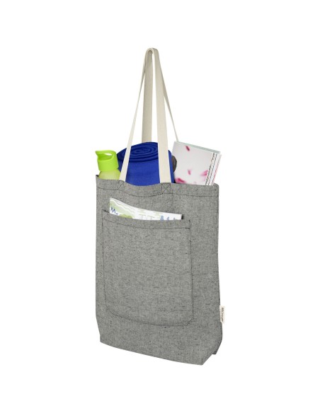 Bolsa Tote de algodón reciclado de 150 g/m² con bolsillo delantero de 9 litros "Pheebs"