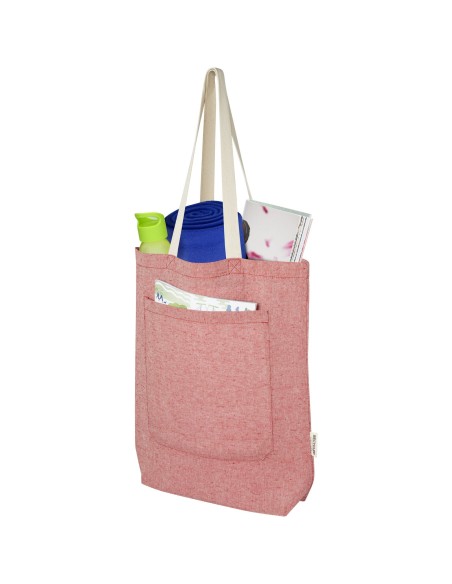 Bolsa Tote de algodón reciclado de 150 g/m² con bolsillo delantero de 9 litros "Pheebs"