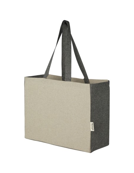 Bolsa Tote de algodón reciclado con fondo ancho de 190 g/m² con laterales en contraste de 18 l "Pheebs"