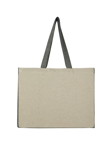 Bolsa Tote de algodón reciclado con fondo ancho de 190 g/m² con laterales en contraste de 18 l "Pheebs"