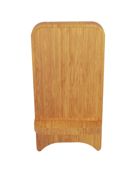 Soporte para teléfono con cargador inalámbrico de madera de 10W con logotipo retroiluminado "SCX W26"