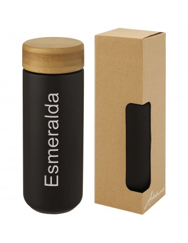 Vaso de cerámica de 300 ml con tapa de bambú...
