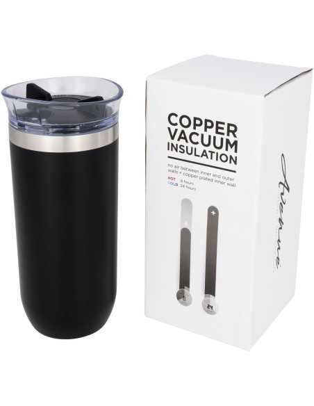 Vaso con aislamiento al vacío de cobre antifugas y estrías inclinadas
