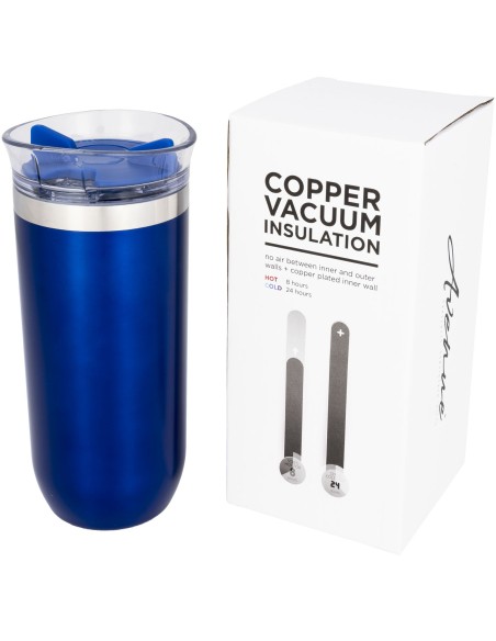 Vaso con aislamiento al vacío de cobre antifugas y estrías inclinadas