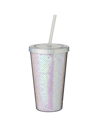 Vaso de material acrílico con lentejuelas de...