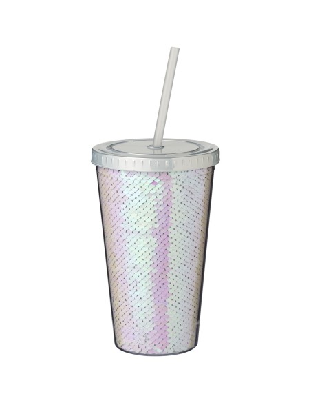 Vaso de material acrílico con lentejuelas de 470 ml "Festus"