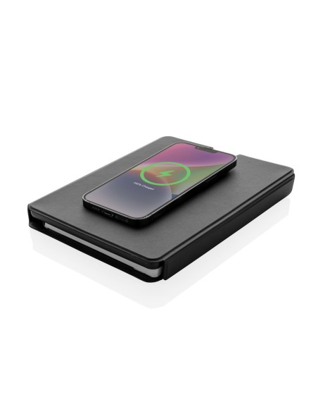 Libreta Swiss Peak RCS rePU con cargador inalámbrico 2 en 1