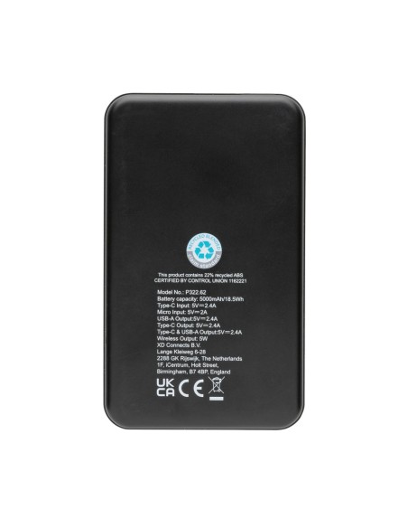 Batería inalámbrica 5W plástico RCS reciclado 5.000 mAh