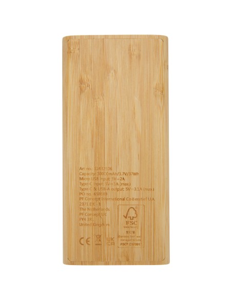 Batería externa de 10,000 mAh de bambú "Tulda"
