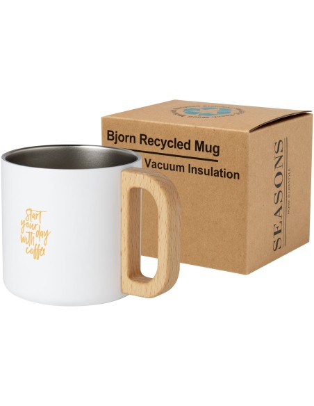 Taza de acero inoxidable reciclado con certificado RCS con aislamiento de cobre de 360 ml "Bjorn"