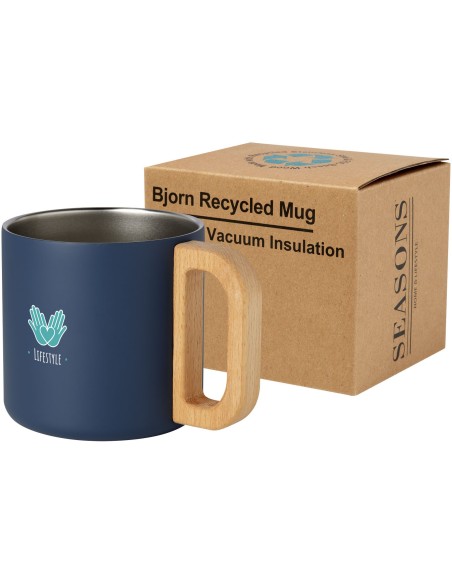 Taza de acero inoxidable reciclado con certificado RCS con aislamiento de cobre de 360 ml "Bjorn"