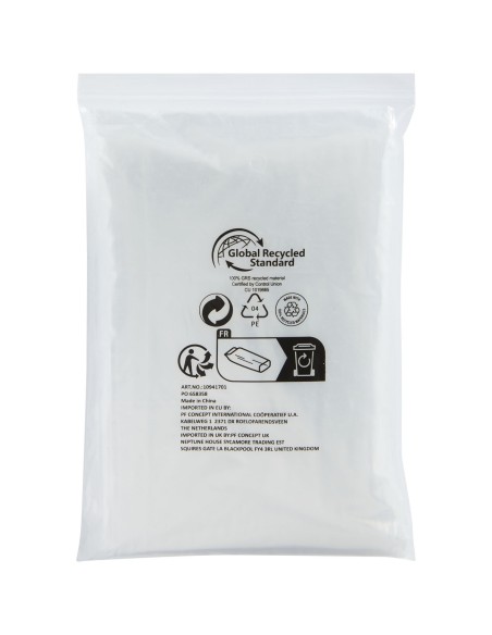 Poncho de lluvia desechable de material reciclado con bolsa de almacenamiento "Mayan"