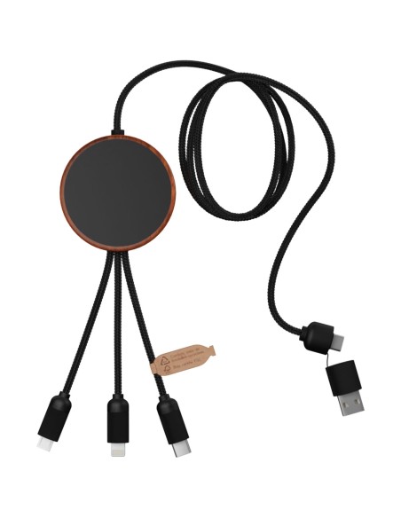 Cable de carga 3 en 1 de PET reciclado con logo retroiluminado y base de carga de 10 W "SCX.design C40"