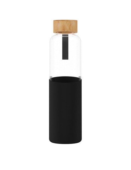 SCX.design D21 550 ml borosilicate glass bottle with recycled silicone sleeve and bamboo lid