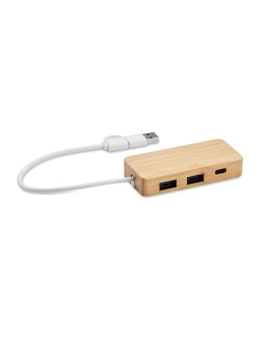 HUBBAM - HUB USB de 3 puertos de bambú