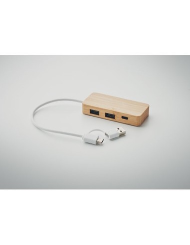 HUBBAM - HUB USB de 3 puertos de bambú