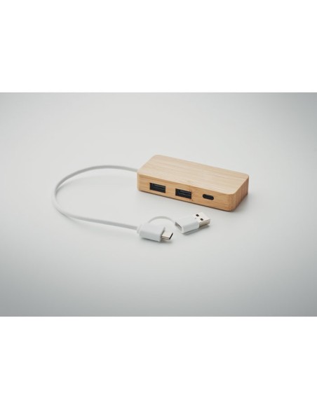 HUBBAM - HUB USB de 3 puertos de bambú