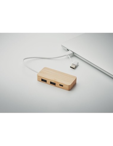 HUBBAM - HUB USB de 3 puertos de bambú