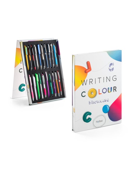 COLOUR WRITING SHOWCASE Muestrario con 20 boligrafos de colores