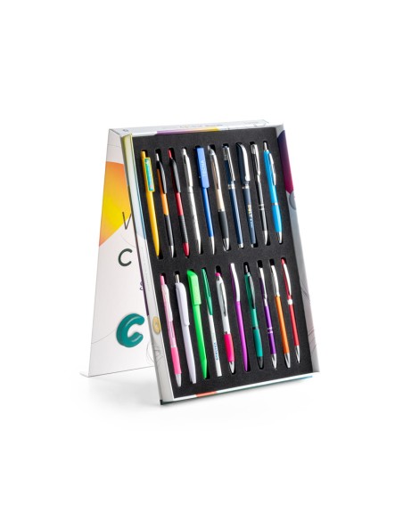 COLOUR WRITING SHOWCASE Muestrario con 20 boligrafos de colores