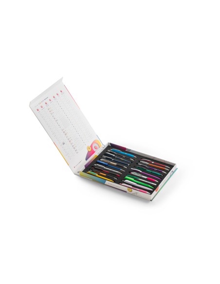 COLOUR WRITING SHOWCASE Muestrario con 20 boligrafos de colores