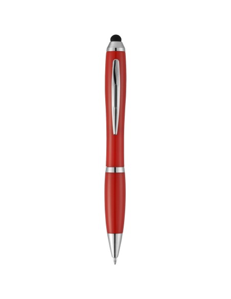 Bolígrafo con stylus con cuerpo y empuñadura del mismo color con acabados cromados “Nash”