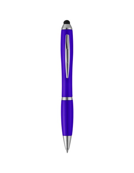 Bolígrafo con stylus con cuerpo y empuñadura del mismo color con acabados cromados “Nash”