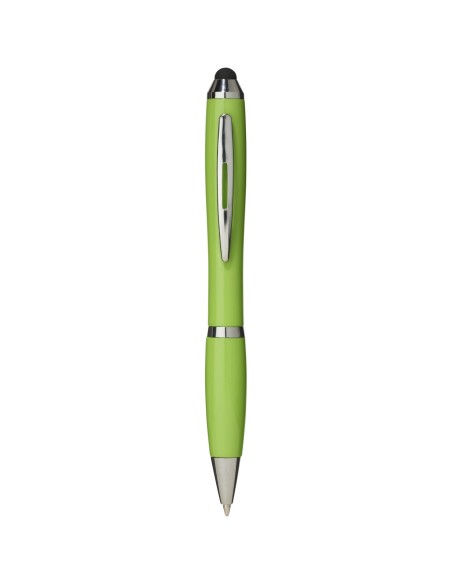 Bolígrafo con stylus con cuerpo y empuñadura del mismo color con acabados cromados “Nash”