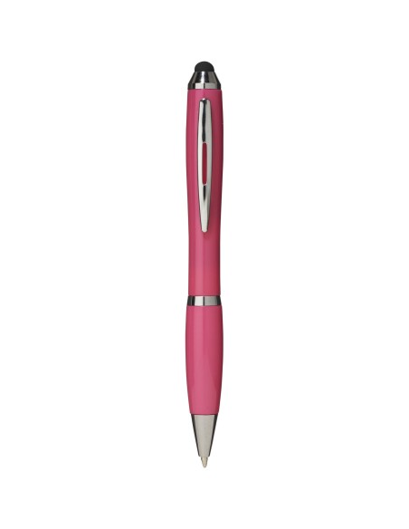 Bolígrafo con stylus con cuerpo y empuñadura del mismo color con acabados cromados “Nash”