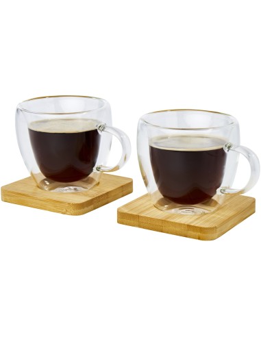 Dos tazas de vidrio de doble pared de 100 ml...
