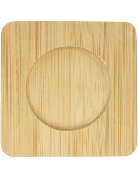 Dos tazas de vidrio de doble pared de 100 ml con posavasos de bambú "Manti"