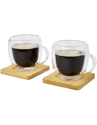 Dos tazas de vidrio de doble pared de 250 ml...