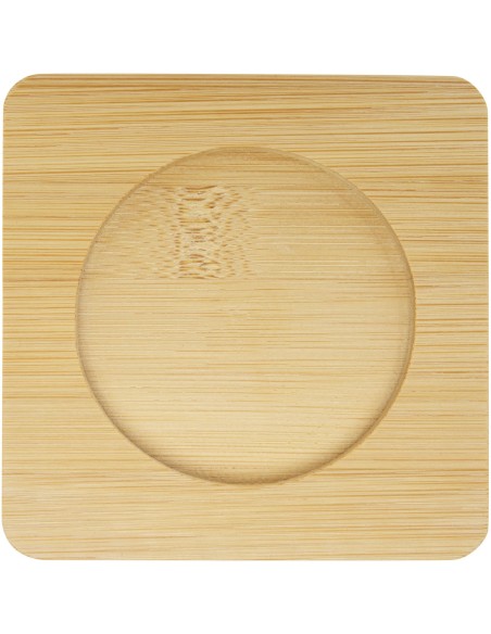 Dos tazas de vidrio de doble pared de 250 ml con posavasos de bambú "Manti"