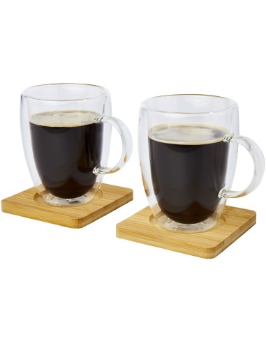 Dos tazas de vidrio de doble pared de 350 ml...