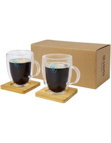 Dos tazas de vidrio de doble pared de 350 ml...