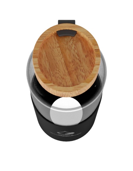 SCX.design D21 550 ml borosilicate glass bottle with recycled silicone sleeve and bamboo lid