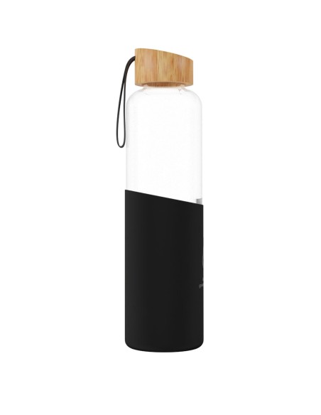 SCX.design D21 550 ml borosilicate glass bottle with recycled silicone sleeve and bamboo lid