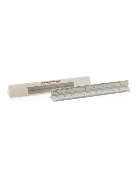 Regla triangular de aluminio 15cm.
