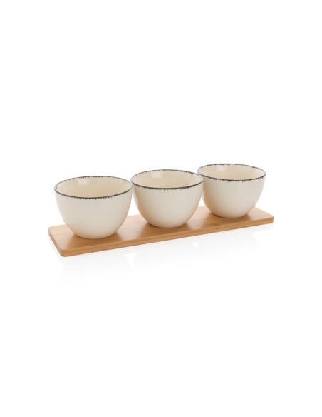 Set de cuencos Ukiyo de 3 piezas con bandeja de bambú