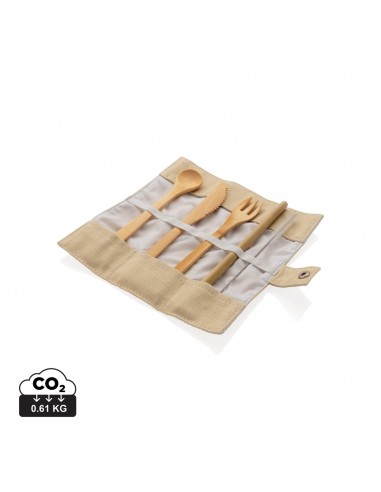 Juego de cubiertos reutilizables de bambú