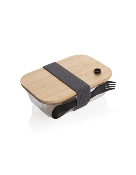 Recipiente de vidrio con tapa de bambú