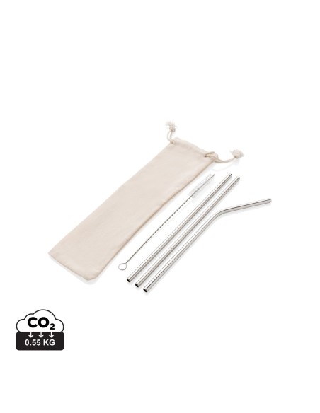 Juego de pajitas reutilizables de acero inoxidable de 3 uds