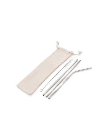 Juego de pajitas reutilizables de acero inoxidable de 3 uds