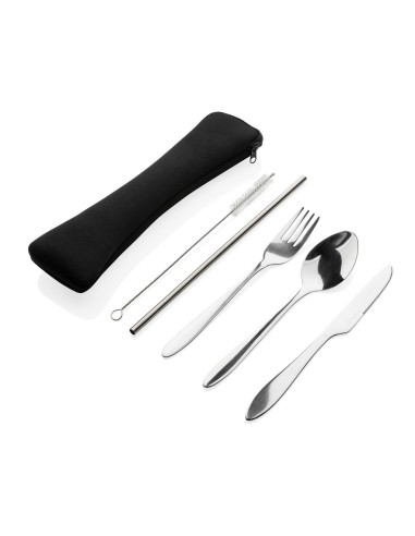 Set de cubiertos reutilizables acero inoxidable...