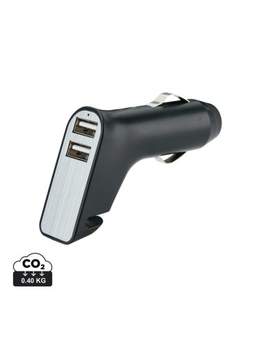 Cargador doble para coche con cúter y martillo