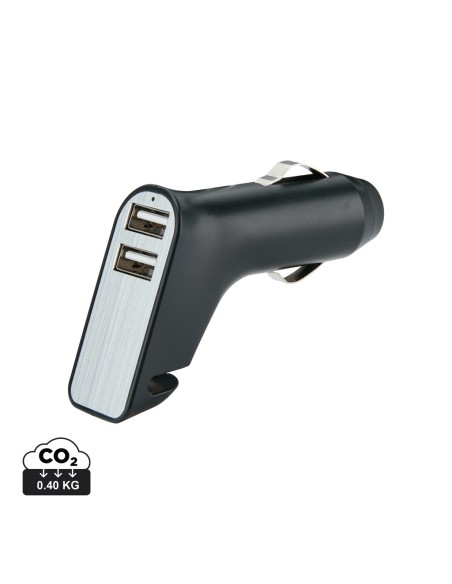 Cargador doble para coche con cúter y martillo