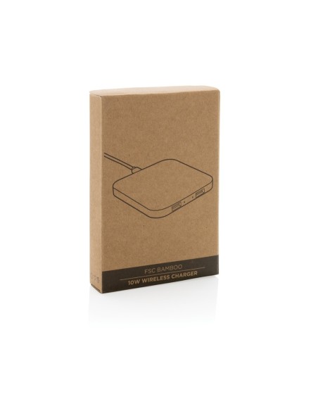 Cargador inalámbrico bambú 10W con USB