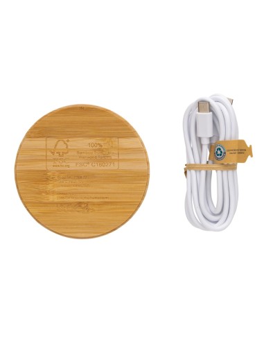 Cargador inalámbrico 15W de bambú