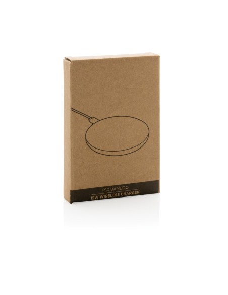 Cargador inalámbrico 15W de bambú